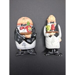 Vintage CIC Chef Figurines Pair Salt Pepper Shakers China Restaurant Decor